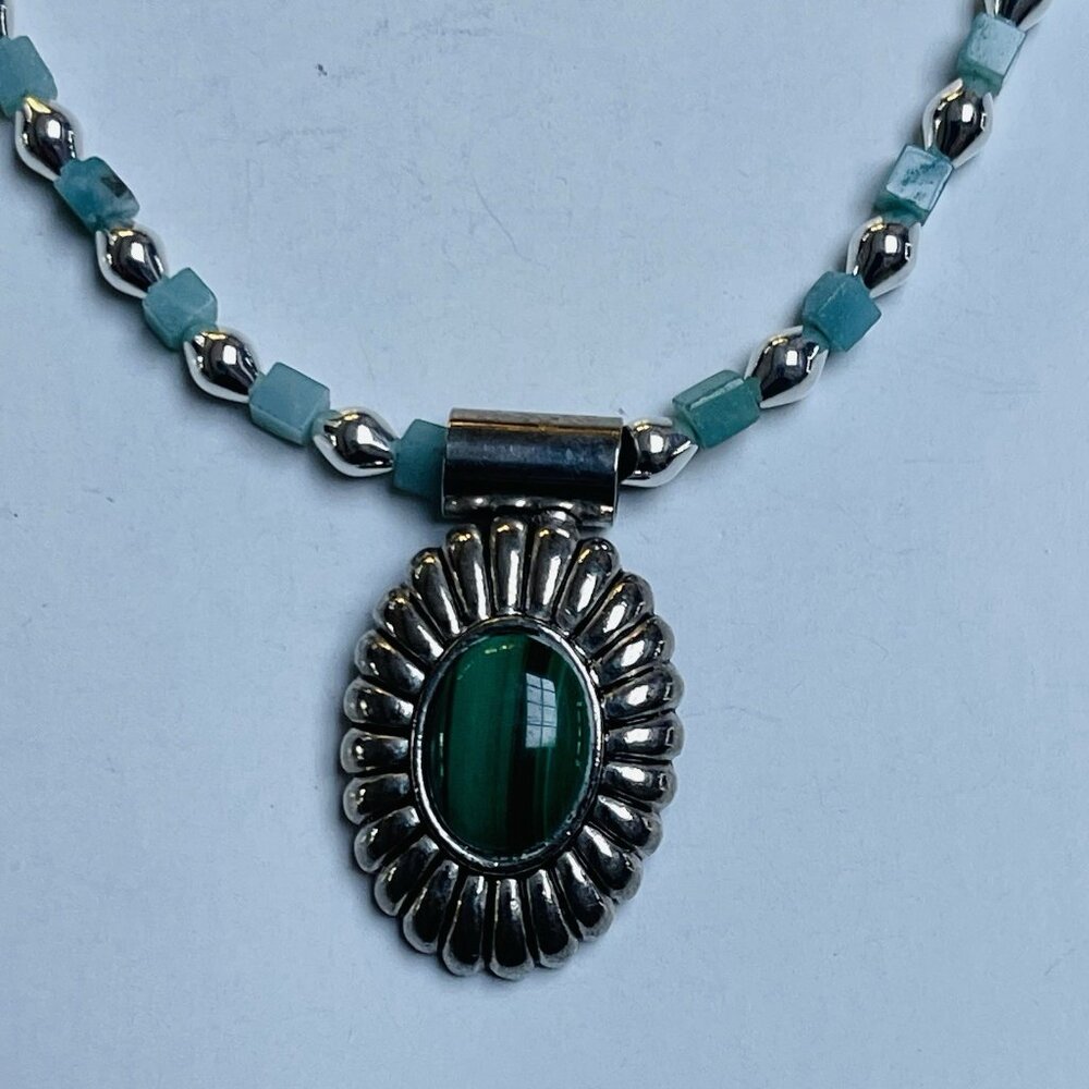 Malachite Oval Pendant Fashion Jewelry Handmade Necklace Gift Christmas Party